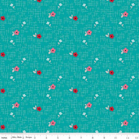 Flanellstoff Meterware Panda Love Floral Aqua