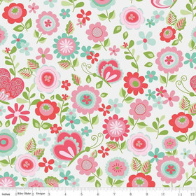 Flanellstoff Butterflies & Berries Main White