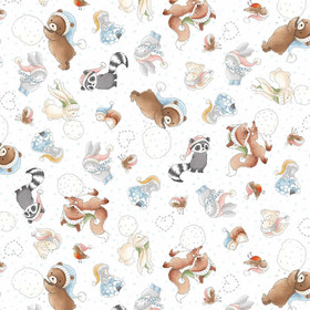 Flanellstoff Meterware Snow Days White