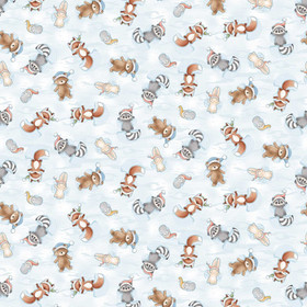 Flanellstoff Meterware Snow Days Blue