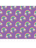 Flanellstoff Meterware I believe in Unicorns Purple