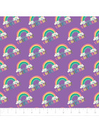 Flanellstoff Meterware I believe in Unicorns Purple