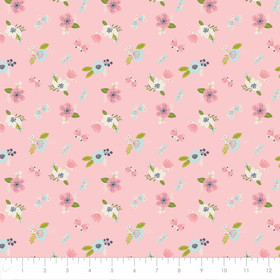 Flanellstoff Meterware Pink Flowers