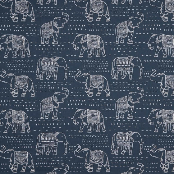 Twill Dekostoff Meterware Elefanten jeansblau 0,60 cm *Restst&uuml;ck*